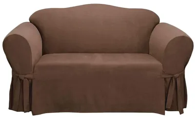Sofa-Slipcover aus weichem Wildleder, 1-tlg., Loveseat, Bordeaux