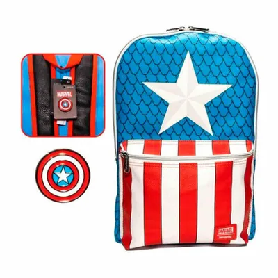 Image de Sac à dos Loungefly Marvel Captain America avec épingle 45cm