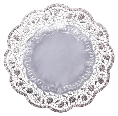 Produktbild von Demmler Papier Tortenspitzen - Silber - 100 Stück - Durchmesser ca. 28cm - zum Dekorieren und Verzieren von Gebäck