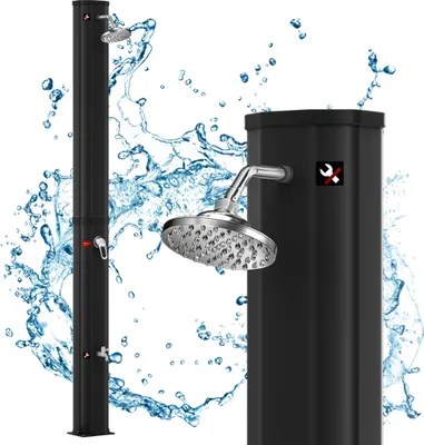 Produktbild von XMTECH solární sprcha 35 litrů solární zahradní sprcha bazénová sprcha s dešťovou hlavicí a zahradní hadicí max. 60 °C bez připojení k elektrické síti, černá
