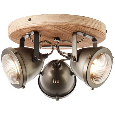 Produktbild von Industrial Deckenspot 3-flammig für GU10 Leuchten - Vintage Spotlampe