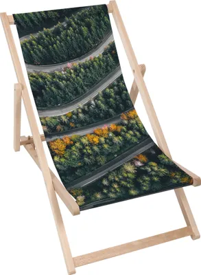 Zdjęcie produktu dla Dreamroots Składany drewniany leżak, drewno bukowe do 130 kg, Składany leżak z 3-stopniową regulacją nachylenia oparcia, Winding Road through the