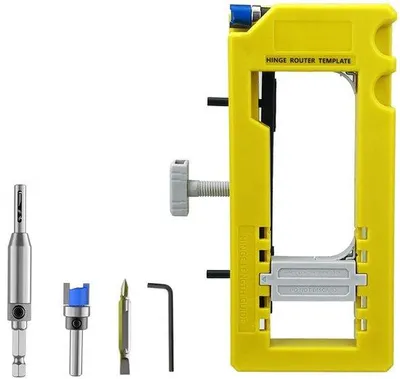 Immagine prodotto di Modello in plastica per cerniere per lavorazione del legno, regolabile, adatto per serrature e maniglie per porte. - G.