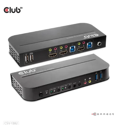 Image de Club 3D CSV-1382 Club3D KVM Switch 4K60Hz 2x HDMI > HDMI/2xUSB/Audio retail