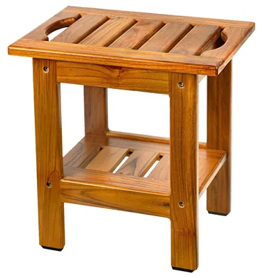 Productafbeelding van Teak douchekruk - houten douchebank voor binnen met twee niveaus