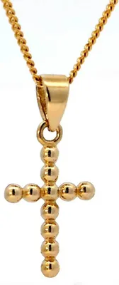 Produktbild von Anhänger Kreuz Kügelchen mit 1,1 mm Goldkette 45 cm 585-14 Karat Gold