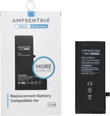 Produktbild von AmpSentrix Basic battery passend für iPhone SE 2020 (high capacity 2250 mAh)