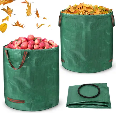 Image de XMTECH 2 pièces sac à déchets de jardin avec 4 poignées sac à gazon 272 litres sacs de jardinage Sac à feuilles pliable pour les déchets de jardin