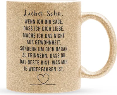 Produktbild von 22Feels Glitzertasse Gold Sohn Geschenk Geburtstag 18 Jahre Kinder Jungs Abitur Master Uni Abschluss Bachelor Weihnachten Haferl Firmung Konfirmation Teenager Geschenkidee Bürotasse