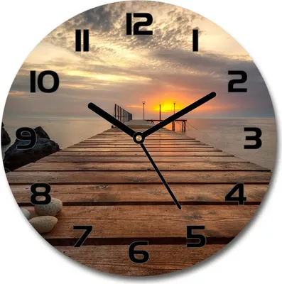 Produktbild von Wanduhr aus Glas 30fi Glasbild Glasuhr Gehärtetes Glas - schwarze-zeiger - Wooden pier