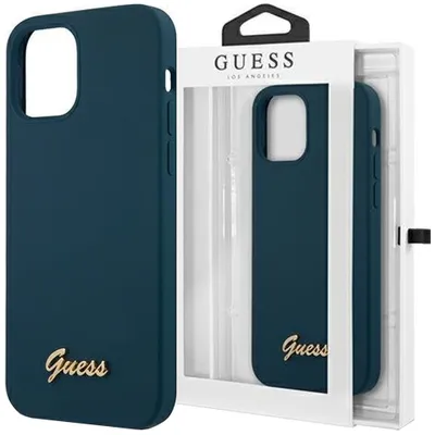 Produktbild von Guess Guhcp12Llslmgbl Iphone 12 Pro Max 6,7"" Niebieski/Blau Hardcase Metall Logo Schrift