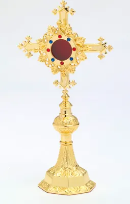 Produktbild von Reliquiar vergoldet mit edlen Kristallsteinen Höhe 32 cm