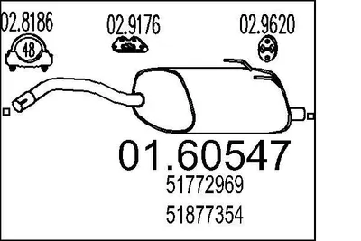 Produktbild von MTS 01.60547 Endschalldämpfer für FIAT PANDA (169) Auspuff
