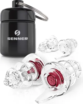 Produktbild von Senner ® WomenPro | Gehörschutz Earplugs Ohrstöpsel Frauen klein, weich und komfortabel, für kleinere Gehörgänge, Ohrenstöpsel rot/transparent, wiederverwendbar und mit Alubehälter