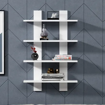 Immagine prodotto di Skye Decor, Laurel - Bianco, mensole da parete, bianco, pannello in melamina, 59,6 x 16,4 x 90 cm