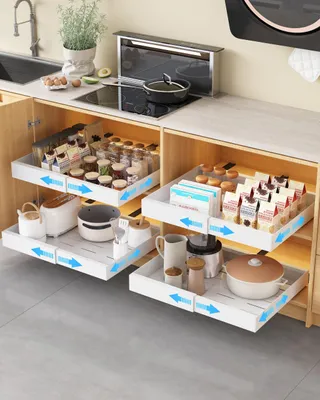 Immagine prodotto di Omgoods - Set di 4 cassetti estraibili per l'organizzazione degli armadi della cucina