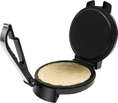 Zdjęcie produktu dla Urządzenie do przygotowywania roti – urządzenie do smażenia naleśników – szybkie posiłki – podwójny system grzewczy – 34x26x19,5 cm – czarny