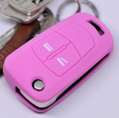 Produktbild von Auto Schlüssel Hülle Silikon Schutz Cover Rosa kompatibel mit OPEL Astra Vectra Corsa Zafira Signum bis 2008 2 Tasten Klappschlüssel