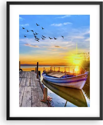 Produktbild von Gerahmtes Poster - Schwarzer Rahmen - See Boot Wasser - 40x50 cm - Wand Bild - Wanddeko - Wandbilder - Kunstposter - Wandposter - Bilderrahmen - Bilder - Kunstdruck - Wandbild - P2BPA40x50-3983