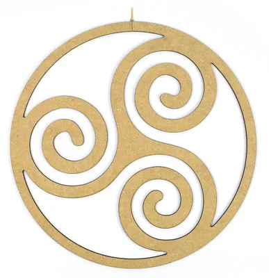 Runde Holz-Mandala-Wanddekoration Triskel, 30 cm, Vintage