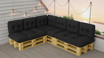 Produktbild von Palettenkissen Set WASSERDICHT Sitzkissen Rückenkissen 120 x 80 cm 60 x 40 cm NEU Größe und Farbe: 10ER SET  GRAU SCHWARZ