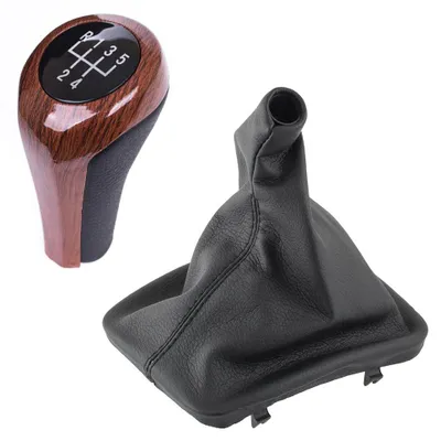 Für BMW 3er E46 1998-2005 Schaltknauf Holz Look 5-Gang Schaltmanschette Schwarz in der Farbe Schwarz von GOLDCAR