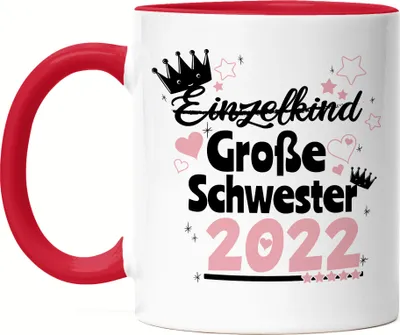 Produktbild von Einzelkind Wird Große Schwester 2022 Tasse Rot Nachwuchs Schwangerschaft Geschenkidee Baby-News