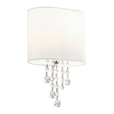 Zdjęcie produktu dla Współczesna lampa ścienna Nina stal chrom tkanina biała 1 światło E14