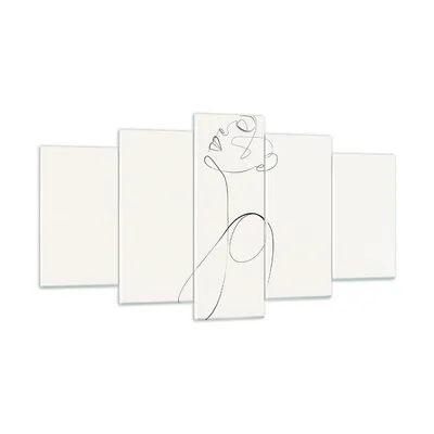 Produktbild von Bilder auf glas - 5 Teile - Linie Linie Frau - 160x85cm - Glasbilder - Wandbilder - Bilder - zum Aufhängen bereit - Wanddekoration aus Glas - Glas Bilder - Wandbild auf Glas - GEA160x85-5112