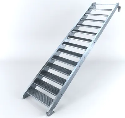 Produktbild von Stahltreppe 14 Stufen bis Höhe 280 cm, Laufbreite : 100 cm kein Geländer ST 2 (31 / 31 mm gezackt)
