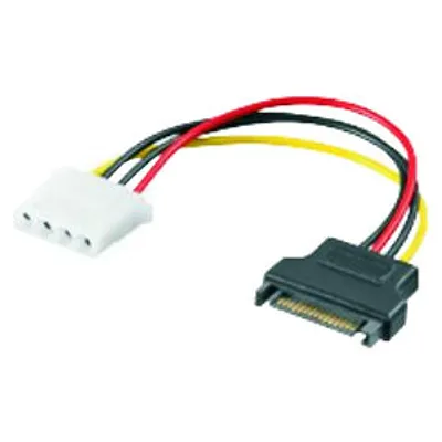 Produktbild von M-Cab Internes Stromkabel - 5.25 Buchse > S-ATA Stecker, SATA 15-Pin, Molex (4-pin), Männlich, Weiblich, Gerade, Gerade