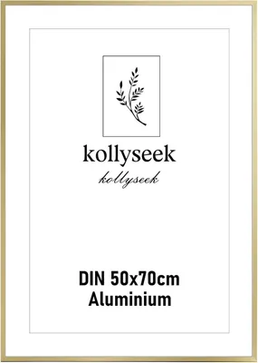 Produktbild von Modernes Aluminium Bilderrahmen Gold 50x70cm Acrylglas Passepartout