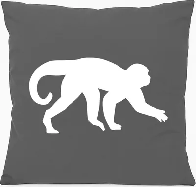 Produktbild von Huuraa Kissen Affe Silhouette 40x40cm mit Füllung Steel Grey Baumwolle Dekokissen Geschenkidee