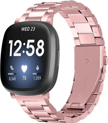 Produktbild von Strap-it Fitbit Versa 3 Stahlband (Rosa)