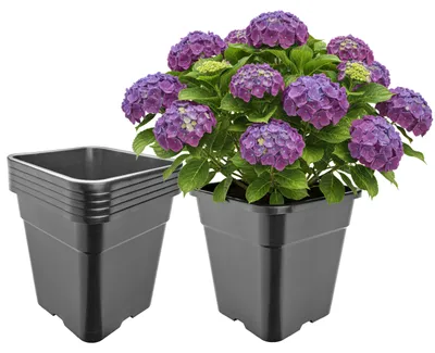 Produktbild von Garronda 5er-Set hohe quadratische Kunststoff-Blumentöpfe mit Drainagelöchern für Garten, Schwarz, 30,5 x 30,5 x 31 cm, 18 L GD-KW-HS