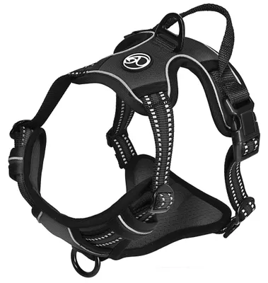 Hundegeschirr L Schwarz, Nylon, verstellbar, reflektierend