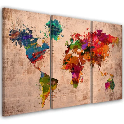 Immagine prodotto di Trittico su tela astrazioni - colorato 120x80 cm Feeby colore quadro da parete pronto per essere appeso