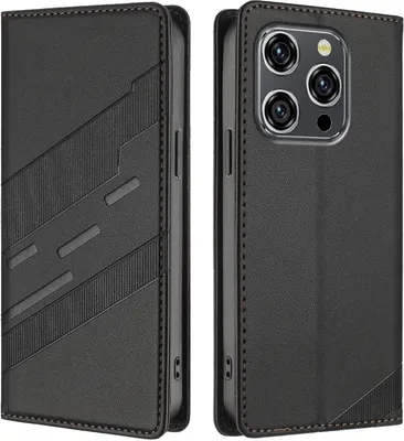 Image de Etui pour Oukitel WP52, étui en cuirPolyuréthaneavec fente pour cartes et fonction stand Schwarz