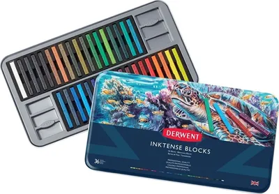 Zdjęcie produktu dla Pastele akwarelowe DERWENT Inktense Blocks, 36 sztuk w metalowym pudełku