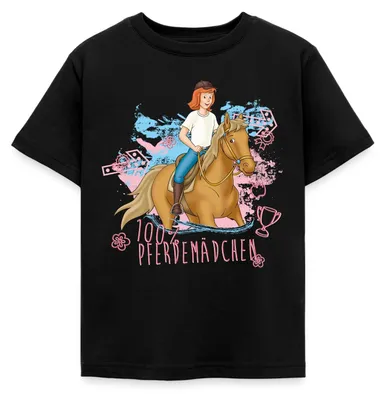 Produktbild von Spreadshirt Bibi Und Tina Pferdemädchen 100% Kinder T-Shirt, 122/128 (7-8 Jahre), Schwarz