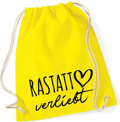 Produktbild von Huuraa Turnbeutel Rastatt verliebt 12 Liter Yellow Baumwolle Rucksack Geschenkidee