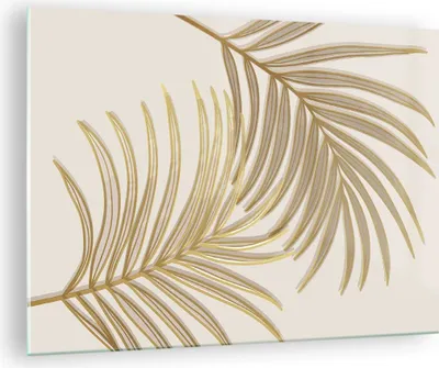 Produktbild von Bilder auf glas - Einteilig - Golden Blätter Palmen - 70x50cm - Glasbilder - Wandbilder - Bilder - zum Aufhängen bereit - Wanddekoration aus Glas - Glas Bilder - Wandbild auf Glas - GAA70x50-4738