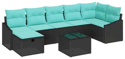 Image de Ensemble de canapés VidaXL avec coussins et rangement, 8 pièces, en polyrotin