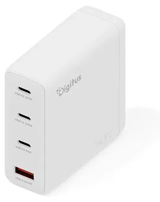 Produktbild von DIGITUS USB GaN Ladegerät 140W 3x USB-C 1x USB-A Weiss