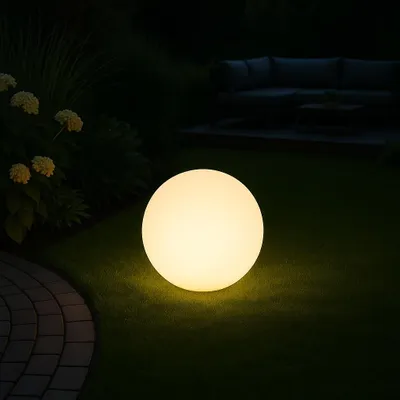 Produktbild von MeLiTec Solarleuchte mit USB - Solar-Gartenlampe LED mit Farbwechsel - auch Indoor-Einsatz - Durchmesser 35cm - Kunststoff - Kugel, rund - LK01-4