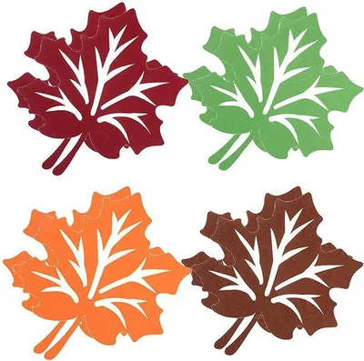 Produktbild von 8 Stück Tischsets mit Ahornblättern im Herbst-Stil, Tischsets in Ahornblattform, rutschfeste Filz-Tischsets, Untersetzer für die Tischdekoration