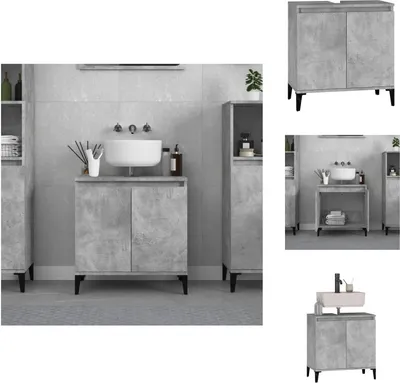 Produktbild von vidaXL Waschbeckenunterschrank Betongrau 58x33x60 cm Holzwerkstoff -  Badezimmerwaschtische