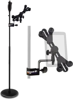 Immagine prodotto di asta microfonica keepdrum MS124 ad una mano con supporto per tablet