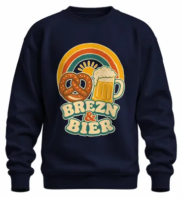 Produktbild von Brezn & Bier Bayern Trachtenshirt Lederhose Sweatshirt Pullover, Navy, M