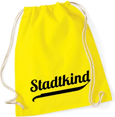 Produktbild von Huuraa Turnbeutel Stadtkind Schriftzug 12 Liter Yellow Baumwolle Rucksack Geschenkidee
